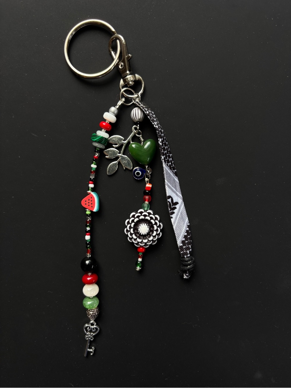 Palestine Bagcharm with Kuffiyeh / Hatta tassel. Handmade and Designed by Seller